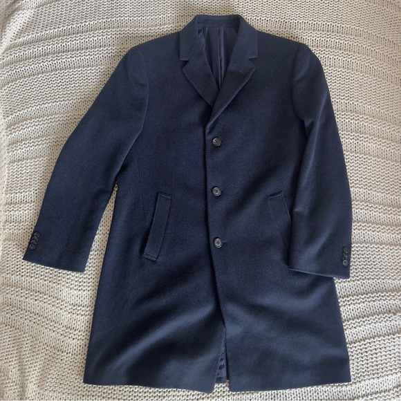Kenneth Cole Reaction Men's Navy Wool Blend Overcoat Size 40 - Picture 1 of 9
